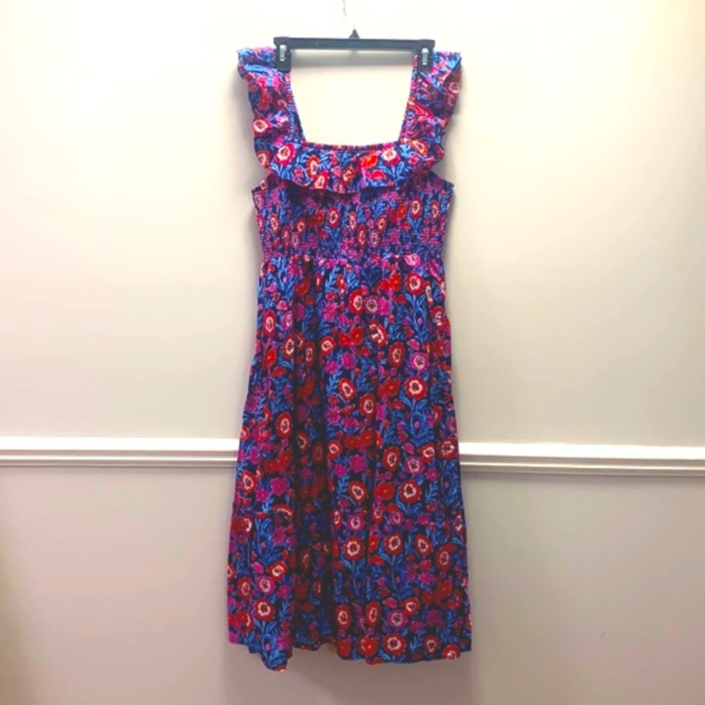 Vineyard Vines Blue and Red Floral Midi Dress
